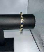 White Gold Plated Huge 11 Ctw Lab Simulated Diamond and Blue Sapphire Tennis Bracelet