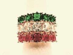 Gorgeous 14 K Yellow Gold Plate Christmas 12 Ctw Lab Simulated Ruby, White Diamond and Emerald Ring