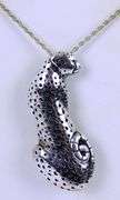 Large Sterling Leopard Pendant/Pin & Chain