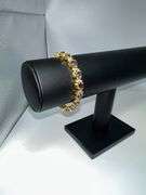 Beautiful 14 Kt Yellow Gold Plated Lab Simulated 16.5 Cttw Amethyst Diamond Tennis Bracelet