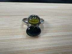Sterling Silver Idocrase & Black Opal Gemstone Ring Size 6