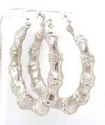 925 Sterling silver large bamboo style hoop earrings