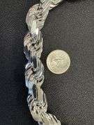 Rhodium Plated Sterling Silver Heavy Diamond-Cut Rope Chain 18mm Solid 925 Italy Necklace 26"