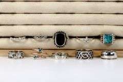 Sterling Silver .925 Curated Lot of 10 Rings Various Sizes & Styles