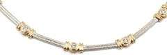 14kt Tow tone gold 1.40ctw bezel set diamond cable station collar necklace