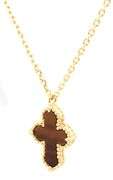 Tiger of eye cross pendant on chain