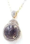 Exquisite Massive 35.78CTS Oval Cabochon-Cut Star Ruby & 2.64CTW Sapphire Pendant Necklace in 14K Go