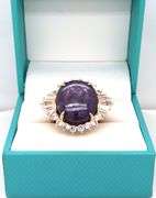 Enamoring Huge 23.96CTS Oval Cabochon-Cut Ruby & 2.53CTW Baguette & Round Faceted White Sapphire Rin