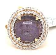 Gorgeous Massive 15.06CTS Round Cabochon-Cut Star Ruby & White Sapphire Ring in 14K Gold Over Sterli