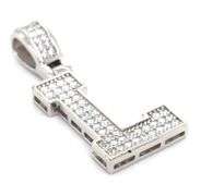 Initial L cubic zirconia pendant in 925 sterling silver