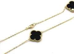 925 Sterling silver 7 clover black onyx necklace