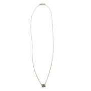 18K(750) White Gold Natural Diamond Square Shape Pendant Necklace with Chain