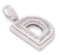 925 Sterling silver cubic zirconia D initial pendant