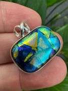 Sterling Silver 925 One of a Kind Dichroic Glass Pendant