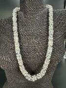 Sterling Silver Byzantine Square Link Chain 10mm 925 Italy Heavy Necklace 24"