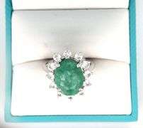 Sparkling 6.50CTS Oval Emerald-Cut Emerald & Sapphire Ring in Sterling Silver