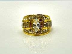 Dazzling 14 Kt Yellow Gold Plated Simulated Diamond Ring