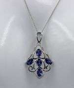 Charming 2.91CTW Oval Faceted Tanzanite and 0.15CTW Round faceted  Diamond Pendant Necklace