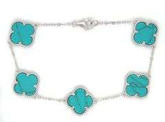 12mm 5 Clover turquoise link bracelet in 925 sterling silver