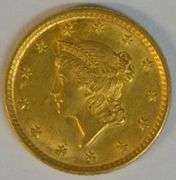 Very Choice BU 1852 Type One $1 Gold Piece. Fresh