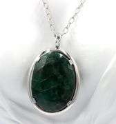 Lovely 153.12CTS Faceted Emerald Pendant Necklace in 925 Sterling Silver