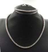 Set of Italian 925 sterling silver popcorn necklace and bracelet