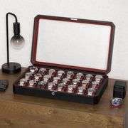 Carbon Finish Watch Display Case with Glass Lid and Lock