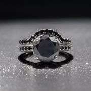 Dazzling 4.75 Ct Silk Black Lab Simulated Diamond 2 Band Ring