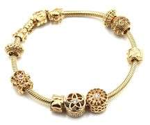 14kt Yellow gold Pandora bracelet with 10 charms