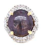 Fabulous Massive 18.51CTS Cabochon-Cut Star Ruby 1.65CTW White Sapphire Ring in 14K Yellow Gold Over