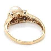 14kt Yellow gold 7-7.5mm pearl and diamond ring