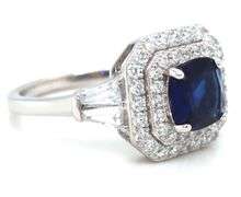 925 Sterling silver blue princess cut and white round cubic zirconia ring