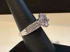 Ladies Large 4.5 Ct Sparkling Ice White Lavender Simulated Lab Diamond Ring