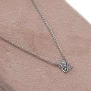 18K(750) White Gold Natural Diamond Square Shape Pendant Necklace with Chain