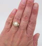 18k Gold Pearl & Diamond Halo Ring
