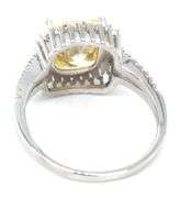 925 Sterling silver cushion cut yellow cubic zirconia with white cubic zirconia halo ring