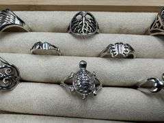 Sterling Silver Curated Ring Assortment Various Sizes & Styles (10 Ring Lot)