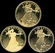 3 One Ounce Silver Replicas of 1933 Gold Pieces