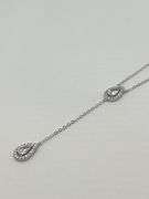 925 Sterling Silver Lariat Pear Shaped CZ Necklace