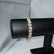 18 Kt Yellow Gold Plated 32.5 Ctw Lab Simulated Diamond Tennis Bracelet