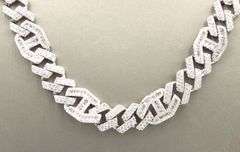925 Sterling silver cubic zirconia link chain necklace