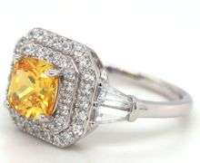 925 Sterling silver princess cut yellow and white round and baguette cubic zirconia ring