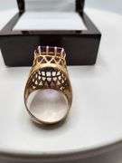 Extremely fine Antique Russian 18k gold ring hand made with very large over 5ctw Amethyst