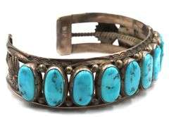 Vintage 925 sterling silver signed Turquoise cuff bangle
