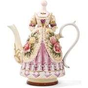 Hand-Painted Ceramic Teapot with Embossed Rose Design