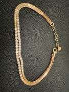 Rose Gold Plated 925 Sterling Silver Double Strand CZ Bracelet 8"