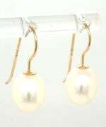 14kt Yellow gold 8mm teardrop pearl earrings