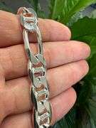 Sterling Silver 11.4mm Figaro Figarucci Chain Mariner Link 925 Italy Necklace 24"