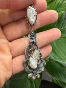 Oxidized Sterling Silver 925 20" Necklace & Pendant with Freshwater Pearls Custom Piece