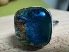 Sterling Silver 925 One of a Kind Dichroic Glass Ring Size 7